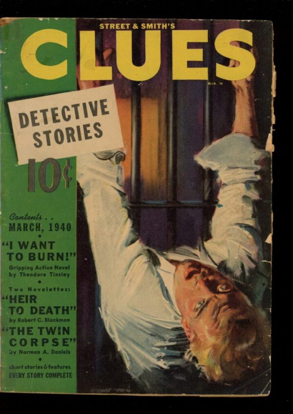 CLUES DETECTIVE STORIES - 03/40 - Condition: G-VG - Lead Author: Theodore Tinsley