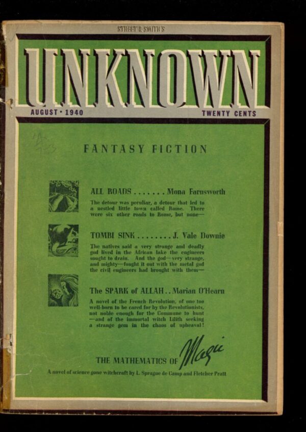 UNKNOWN - 08/40 - Condition: G-VG - Lead Author: Mona Farnsworth