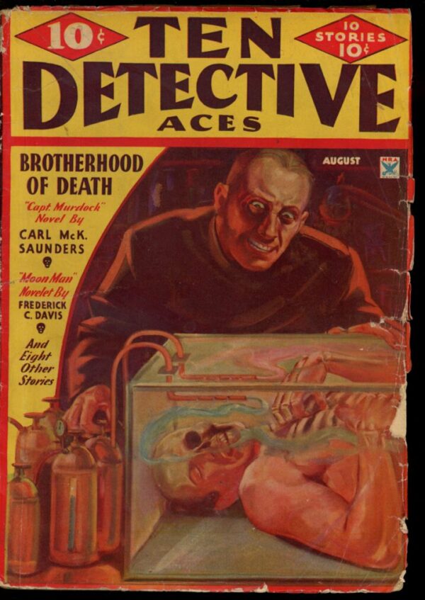 TEN DETECTIVE ACES - 08/34 - Condition: G-VG - Lead Author: Frederick C. Davis [Moon Man]