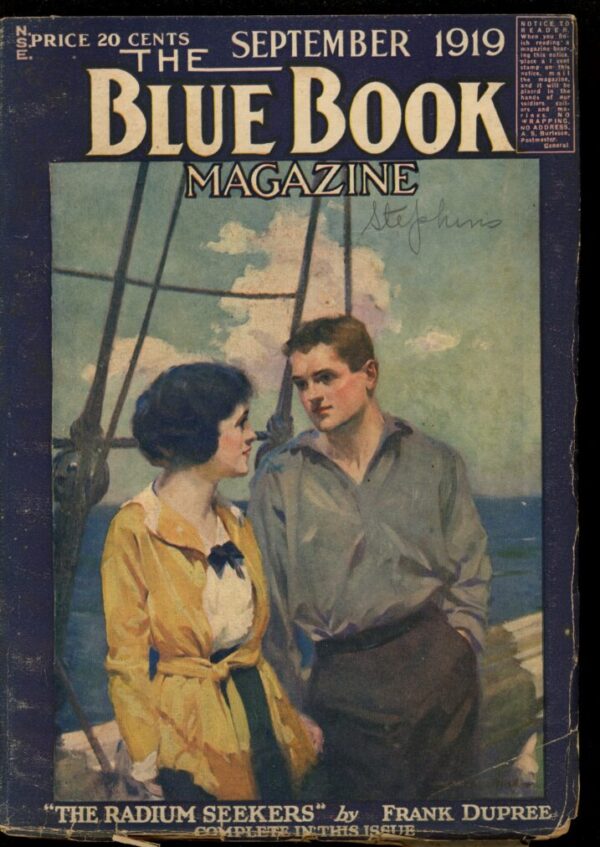 BLUE BOOK MAGAZINE - 09/19 - Condition: VG - Lead Author: Frank Dupree