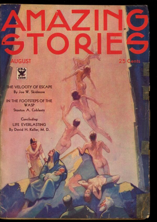 AMAZING STORIES - 08/34 - Condition: G-VG - Lead Author: Joseph W. Skidmore