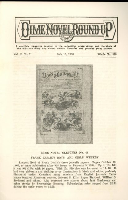 Dime Novel Roundup - #370 - 07/15/63 - FN - Edward T. LeBlanc