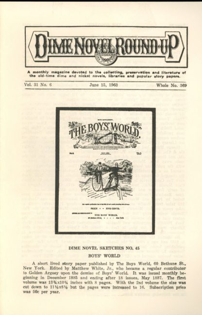 Dime Novel Roundup - #369 - 06/15/63 - FN - Edward T. LeBlanc