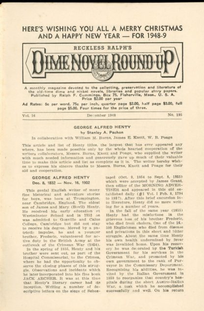 Dime Novel Roundup - #195 - 12/48 - VG-FN - Edward T. LeBlanc