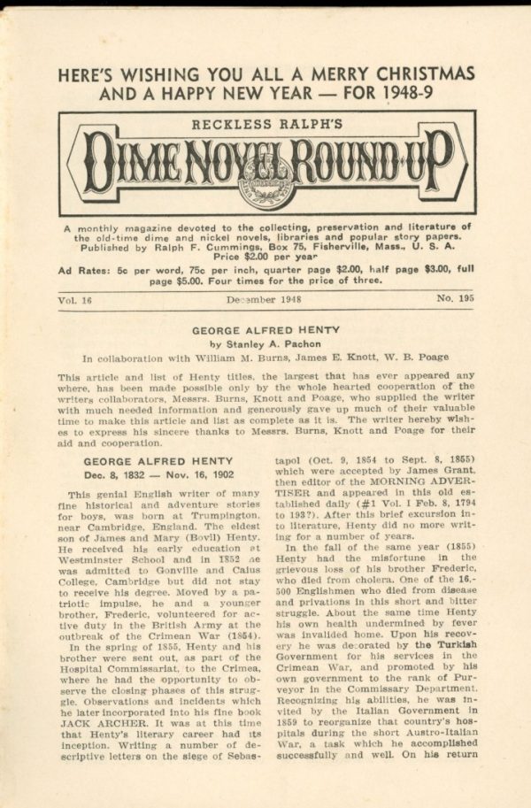 Dime Novel Roundup - #195 - 12/48 - VG-FN - Edward T. LeBlanc