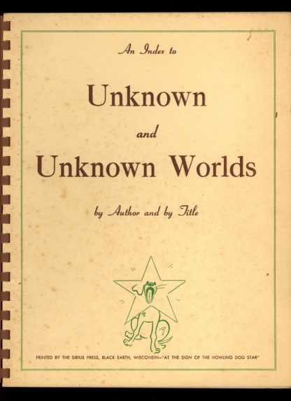 An Index To Unknown And Unknown Worlds - 1955 - -/55 - VG - Sirius Press