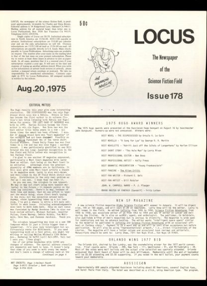 Locus - #178 - 08/20/75 - VG - Locus Publications