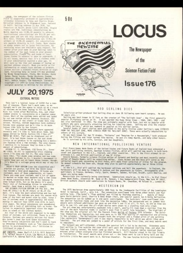 Locus - #176 - 07/20/75 - VG - Locus Publications