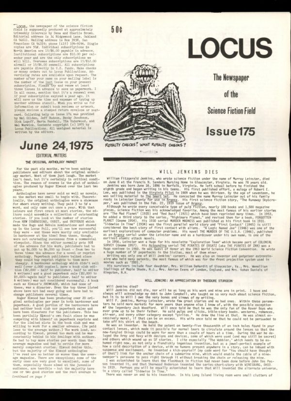 Locus - #175 - 06/24/75 - VG - Locus Publications