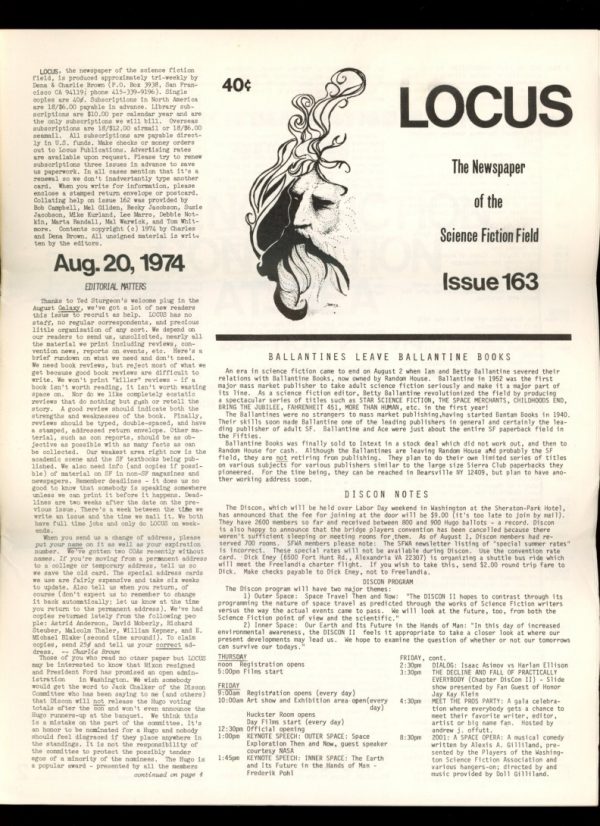 Locus - #163 - 08/20/74 - VG - Locus Publications
