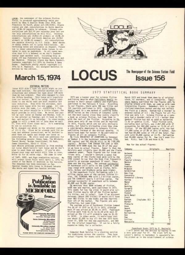 Locus - #156 - 03/15/74 - VG - Locus Publications