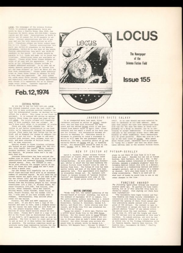 Locus - #155 - 02/12/74 - VG - Locus Publications