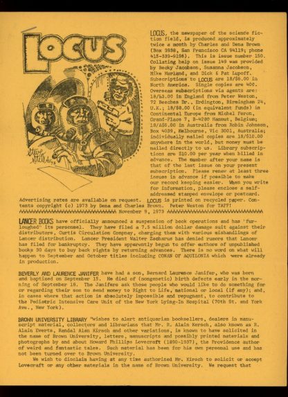 Locus - #150 - 11/10/73 - VG - Locus Publications