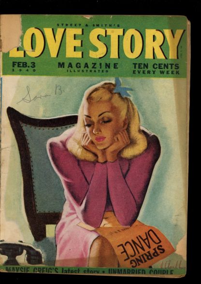 Love Story Magazine - 02/03/40 - Condition: G - Street & Smith