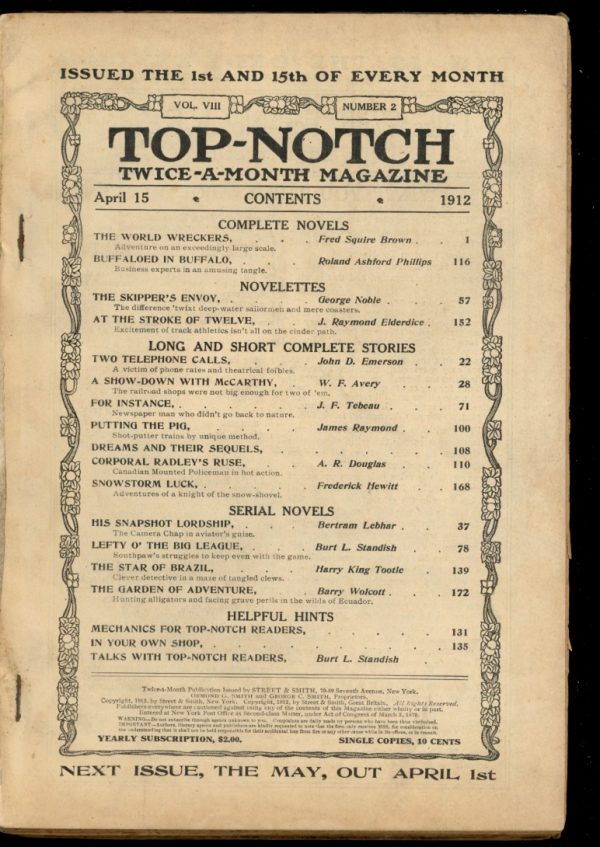 Top-Notch Magazine - 04/15/12 - Condition: G - Street & Smith