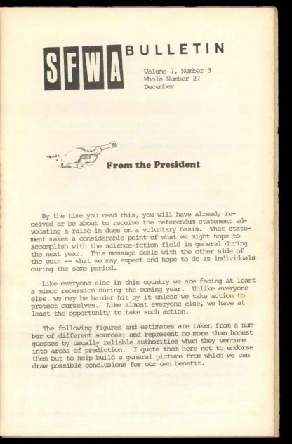 Bulletin Of The Science Fiction Writers Of America - #27 - 12/69 - VG - 78-26026