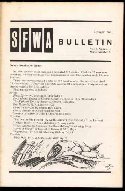 Bulletin Of The Science Fiction Writers Of America - #22 - 02/69 - VG - 78-26029