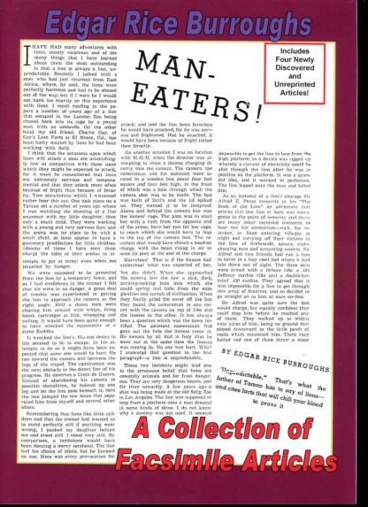 EDGAR RICE BURROUGHS: A COLLECTION OF FACSIMILE ARTICLES - Edgar Rice Burroughs - 2012 ECOF - VF - ERBville Press