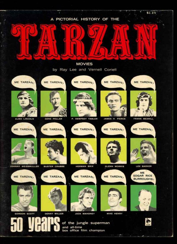 PICTORIAL HISTORY OF TARZAN MOVIES - Ray Lee and Vernell Coriell - 1966 - VG-FN - Golden State News Co.