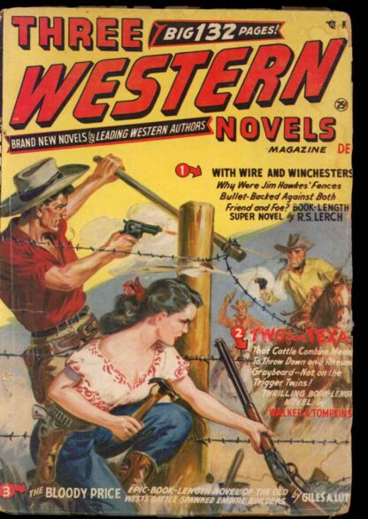 THREE WESTERN NOVELS MAGAZINE - 12/50 - Condition: G-VG - Stadium Publishing